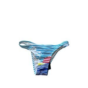 O'Neill Funday Skimpy Bikini Bottom Blue White Striped Sun Graphic 10474025 L
